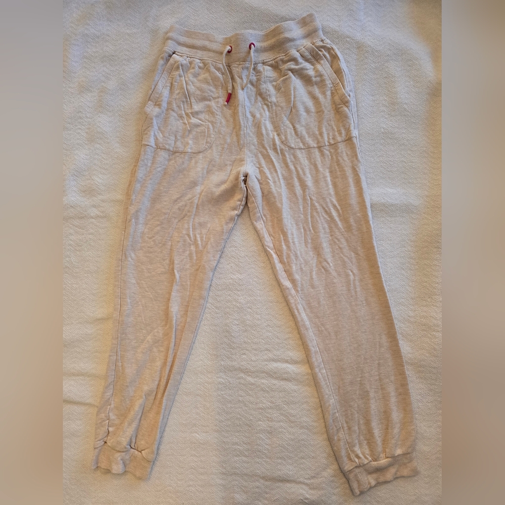 Vineyard Vines Kids Oatmeal Colored Lounge Joggers with Pink Logo Size Small Euc